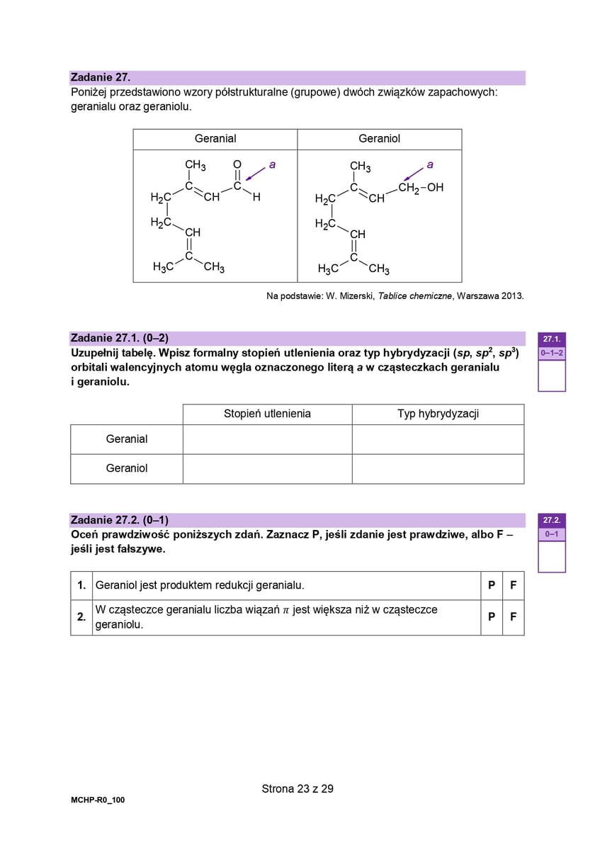 Arkusz CKE z chemii (poziom rozszerzony, formuła 2023)