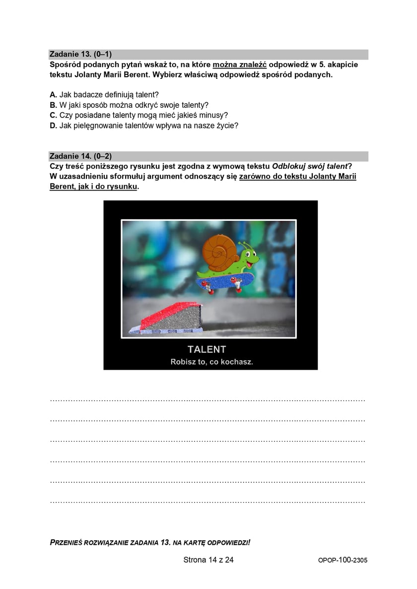 Egzamin ósmoklasisty 2023  - język polski