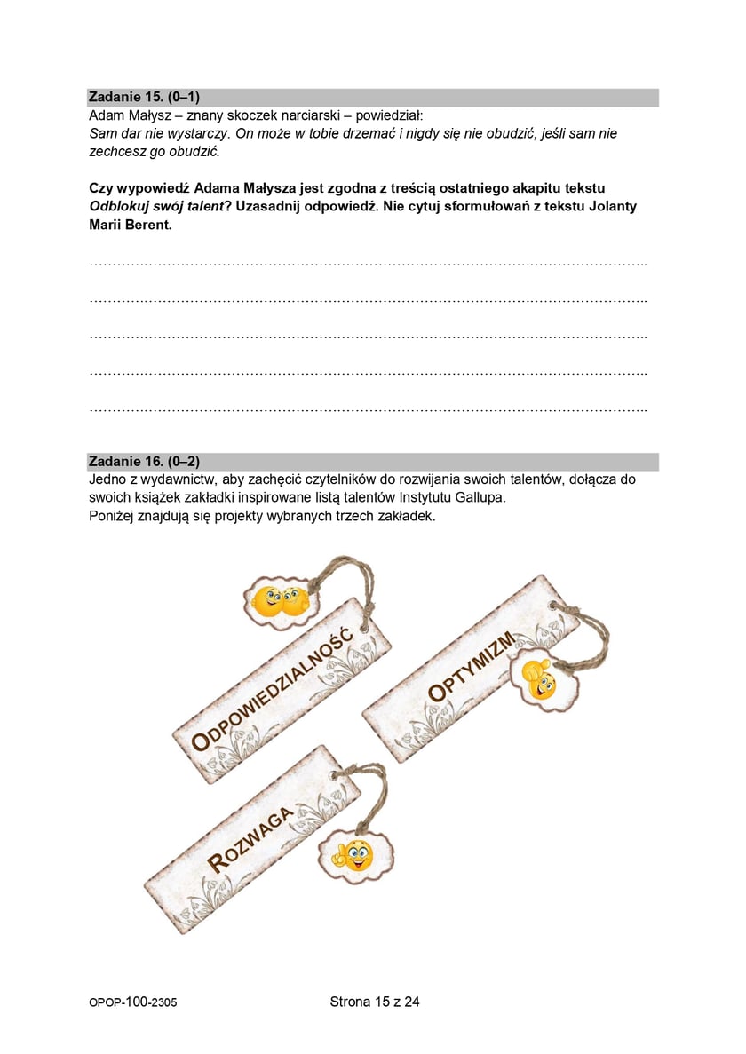 Egzamin ósmoklasisty 2023  - język polski