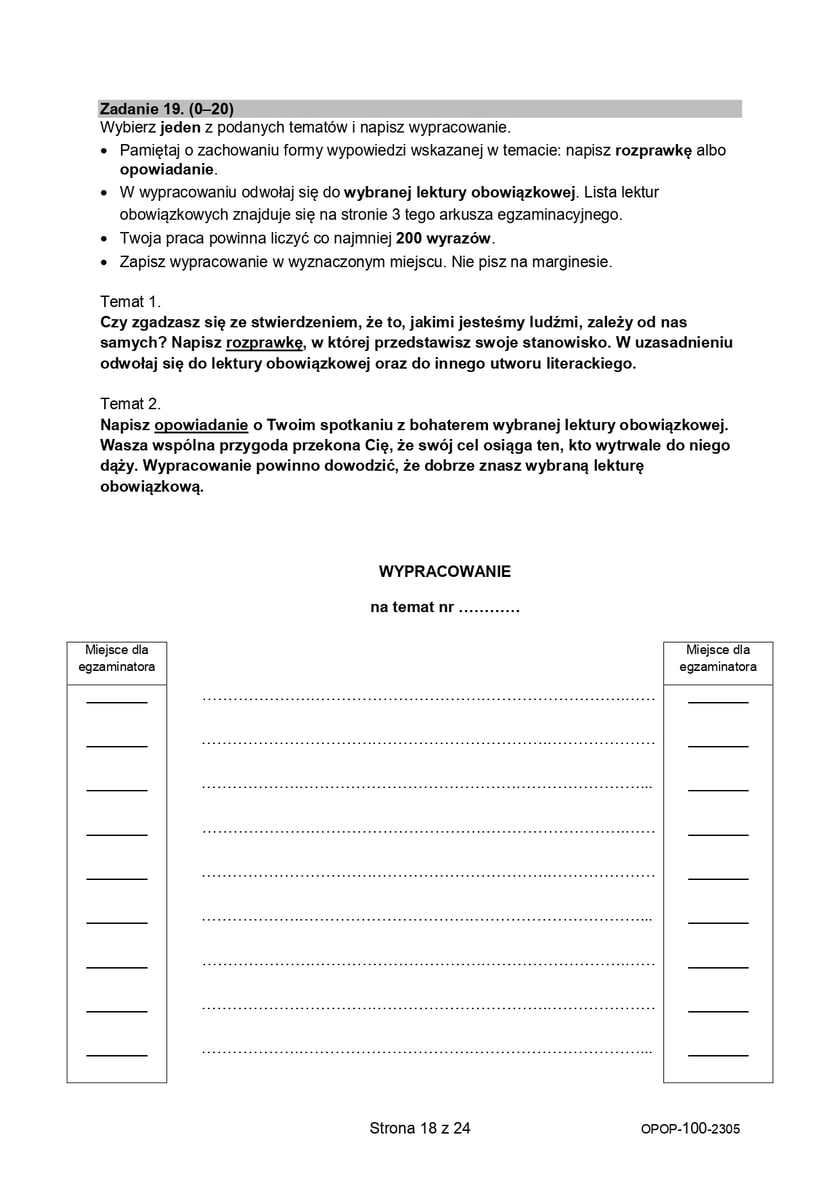 Egzamin ósmoklasisty 2023  - język polski