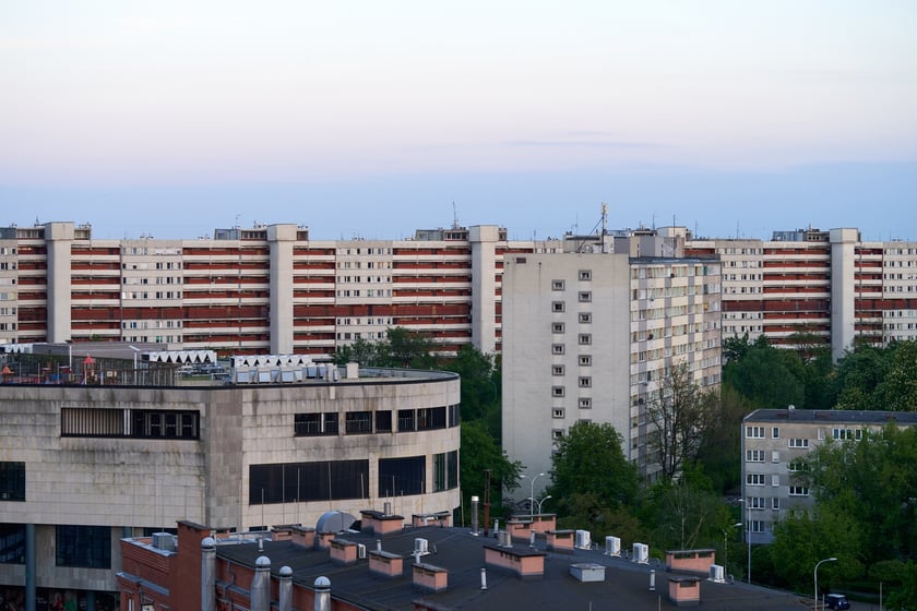 Panorama Wrocławia. Zdjęcie z 13 piętra budynku w centrum miasta.