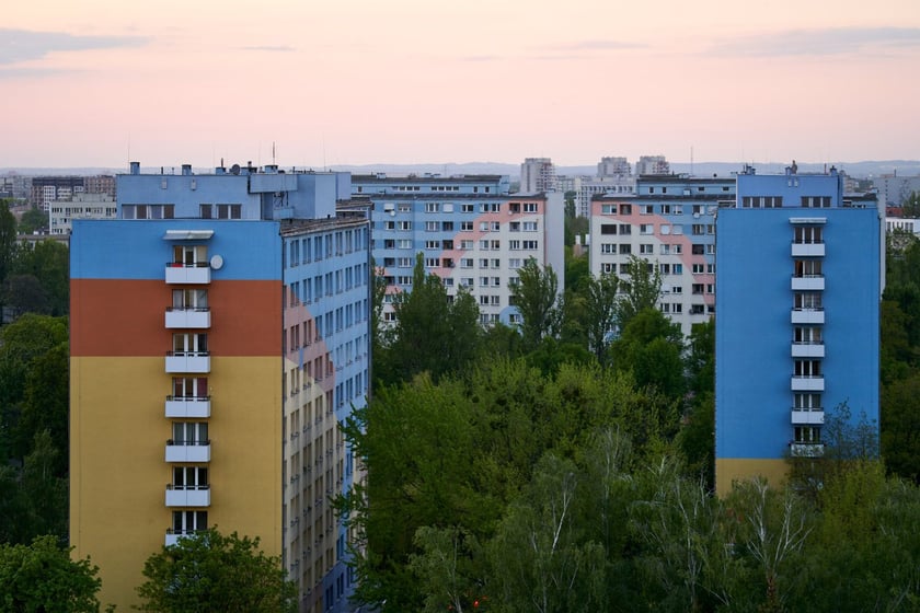 Panorama Wrocławia. Zdjęcie z 13 piętra budynku w centrum miasta.