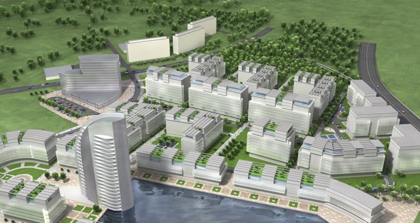 Wizualizacje niezrealizowanego osiedla Marina Park. Inwestor: Rank Progress S.A. Projekt: AP Szczepaniak.
