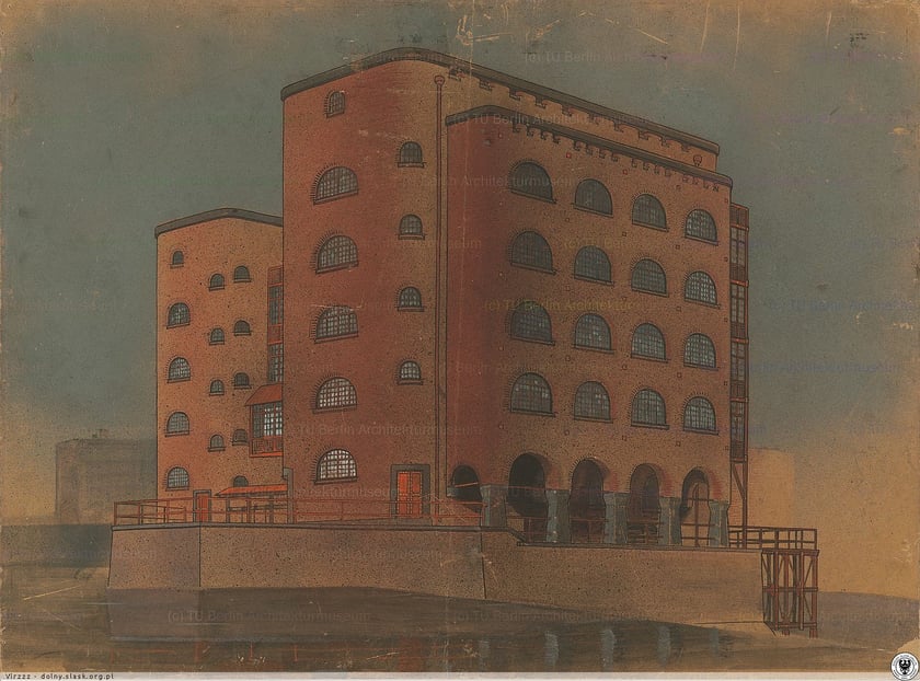 Niezrealizowany projekt Hansa Poelziga Papierni na Kępie Mieszczańskiej z 1907 roku