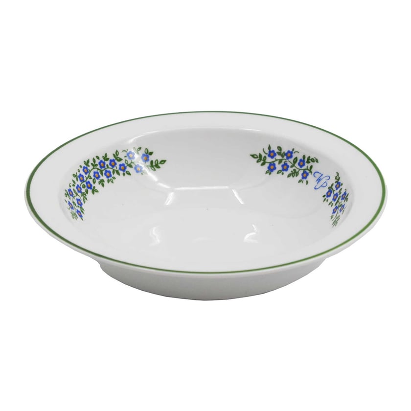 Salaterka&nbsp;

Cena: 15 zł

Opis:
Wykonana z wysokiej jakości porcelany koloru białego. Średnica 210 mm, wysokość 48 mm, wgłębienie 40 mm. Na obwodzie zdobiony wzorem kwiatowym z napisem WP.