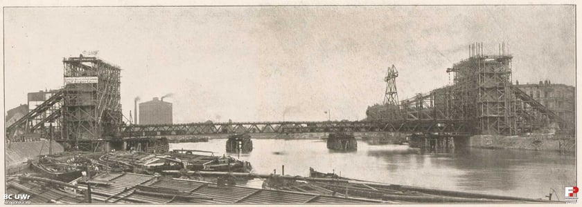 Budowa mostu Grunwaldzkiego we Wrocławiu w latach 1908-1910 - archiwalne zdjęcia