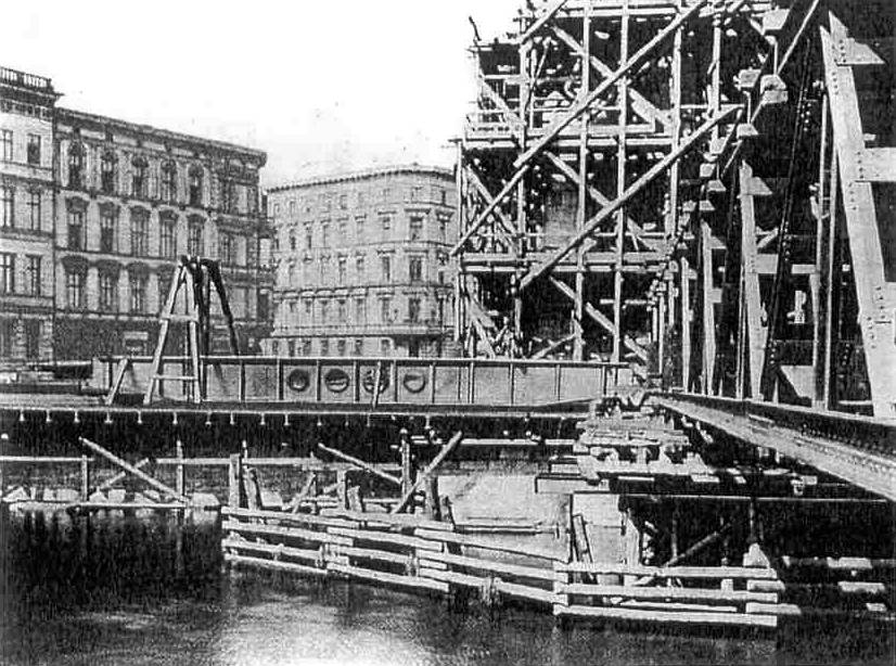 Budowa mostu Grunwaldzkiego we Wrocławiu w latach 1908-1910 - archiwalne zdjęcia