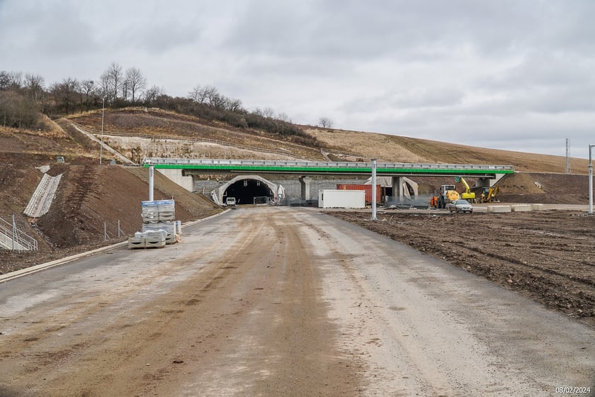 Budowana trasa S3 Bolków - Kamienna Góra na Dolnym Śląsku, luty 2024