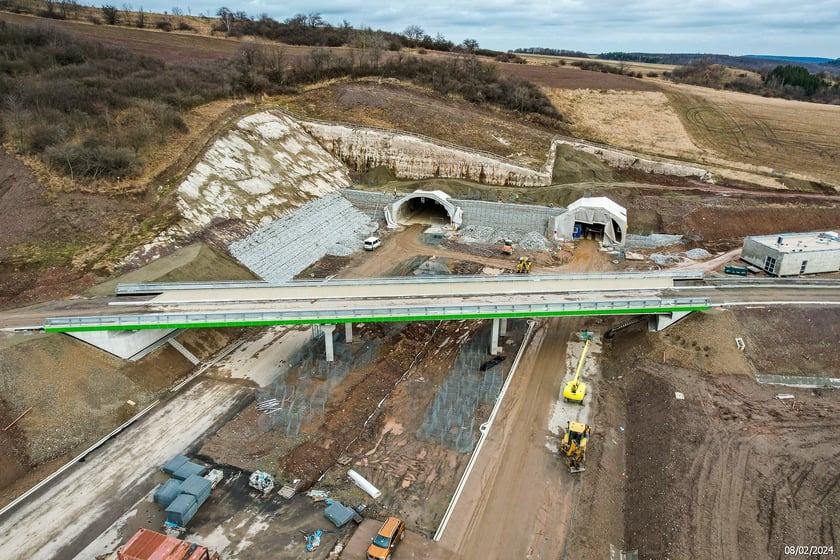Budowana trasa S3 Bolków - Kamienna Góra na Dolnym Śląsku, luty 2024
