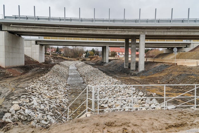 Budowana trasa S3 Bolków - Kamienna Góra na Dolnym Śląsku, luty 2024