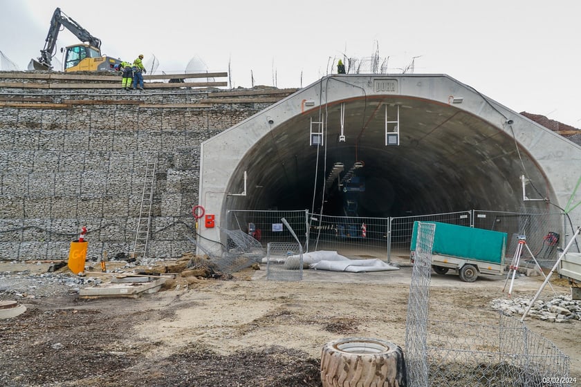 Budowana trasa S3 Bolków - Kamienna Góra na Dolnym Śląsku, luty 2024