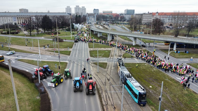 Strajk rolników w centrum Wrocławia 15 lutego