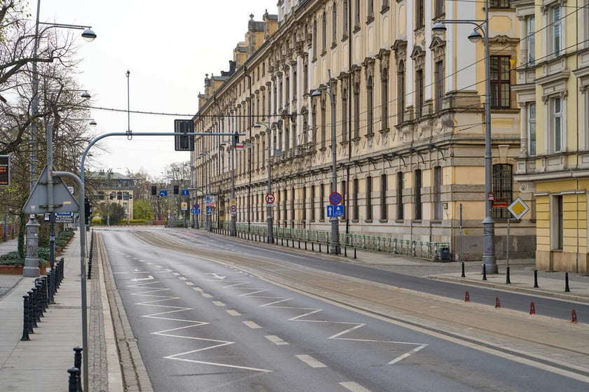 Puste miasto. Wrocław bez ludzi i bez samochodów. 31.03.2024