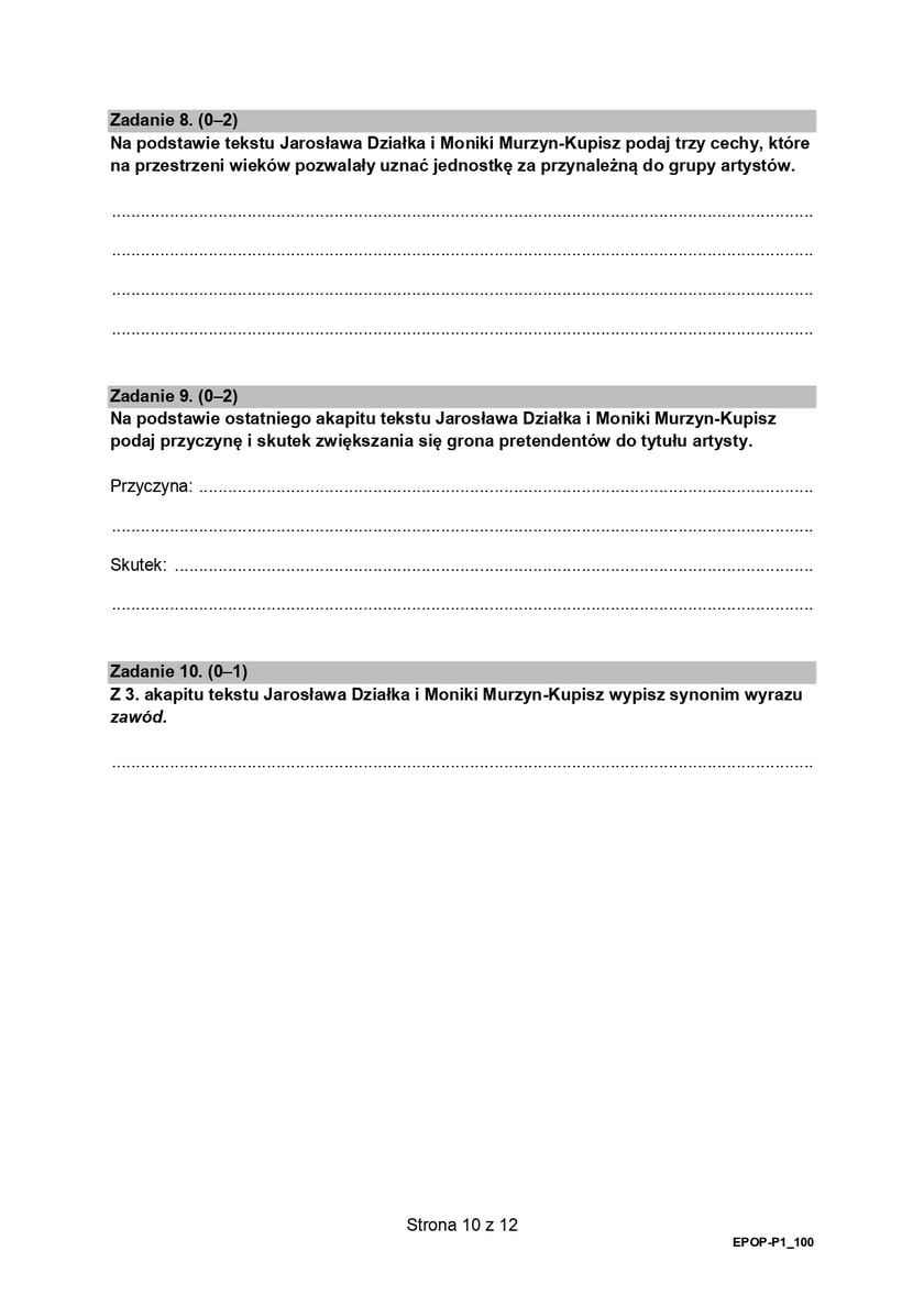 Formuła 2015, matura z języka polskiego