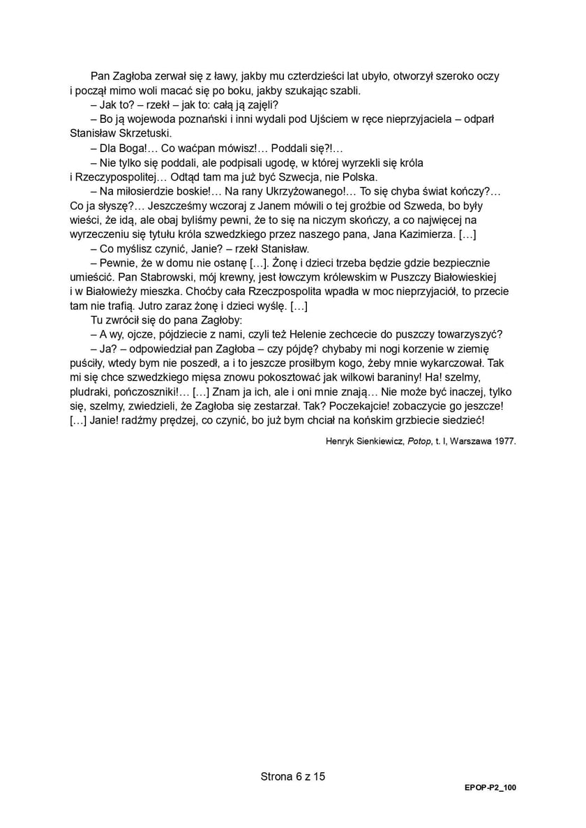 Formuła 2015, matura z języka polskiego