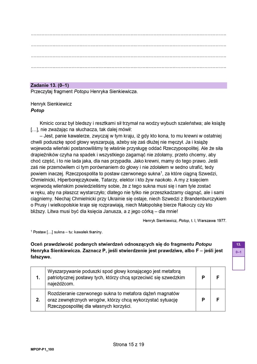 Formuła 2023, matura z języka polskiego