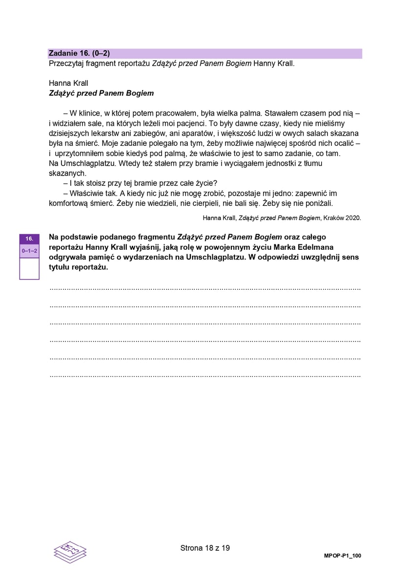 Formuła 2023, matura z języka polskiego