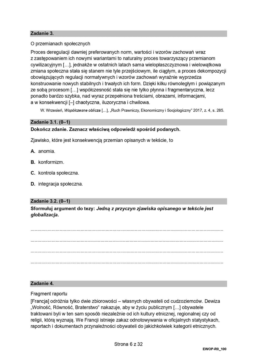 Formuła 2015, matura WOS (poziom rozszerzony)