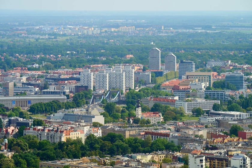 Panorama Wrocławia z tarasu widokowego na Sky Tower