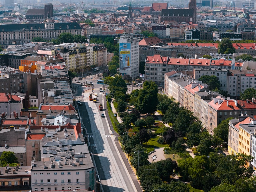 Przebudowa Pomorskiej na kadrach z drona, 28 maja 2024