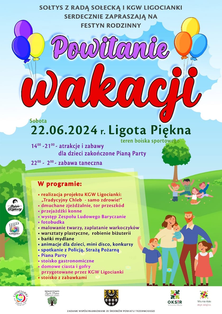 Program festyny w Ligocie Pięknej