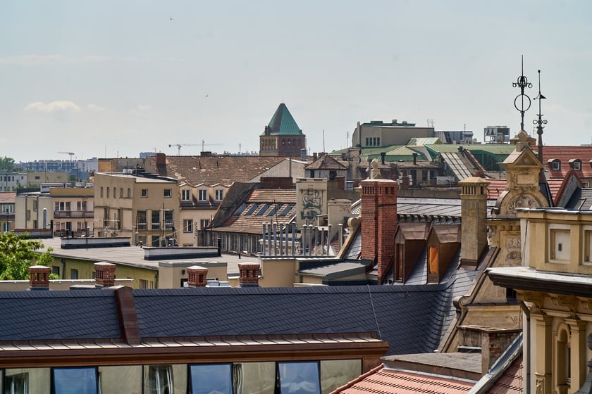 Panorama Wrocławia ze szczytu kamienicy na pl. Solnym