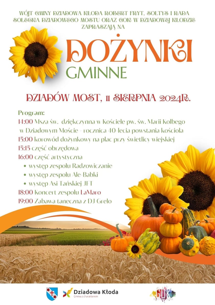 Program dożynek w Dziadowym Moście