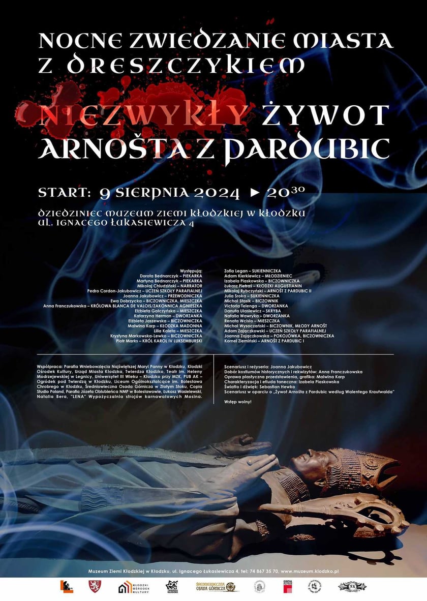 Plakat nocnego zwiedzania w Kłodzku
