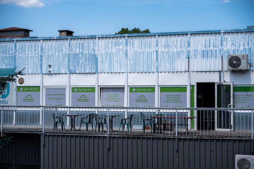 Budynki handlowe ul. Trwała 7, zdjęcia z lipca 2024