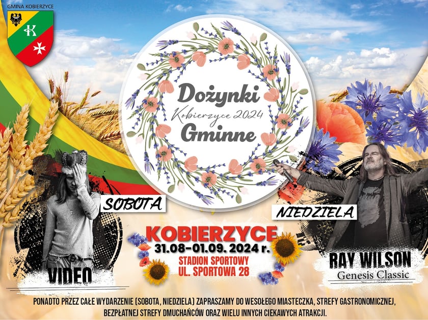 Dożynki w Kobierzycach - w sobotę i w niedzielę. Wystapią m.in.&nbsp; zesp&oacute;ł Video i Ray Wolson&nbsp;