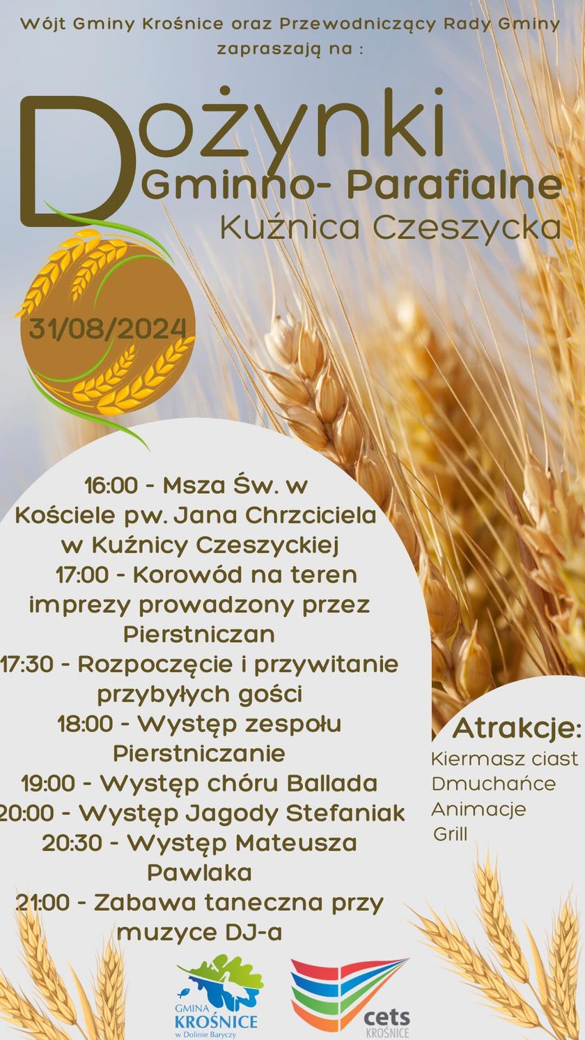 Dożynki w Kuźnicy. 31 sierpnia. Start o 17.30