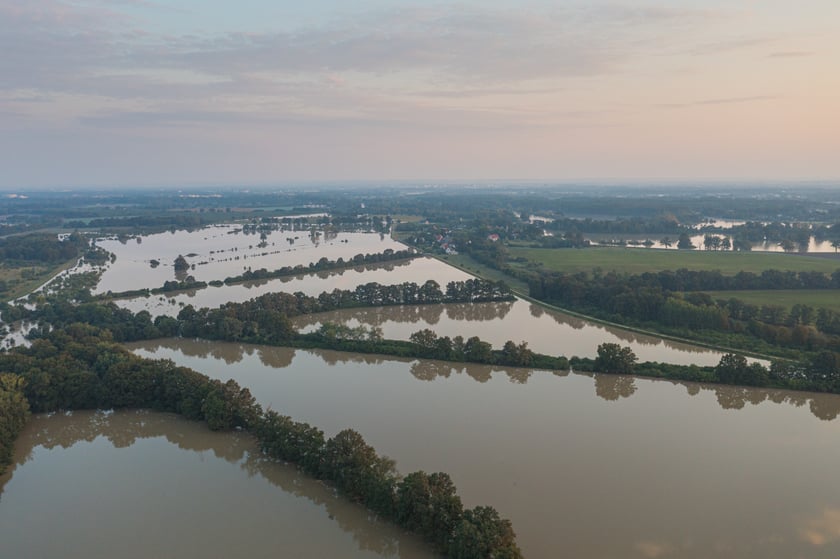 Polder Oławka i wylewająca się na wysokości Blizanowic na pola Odra - 19.09.2024