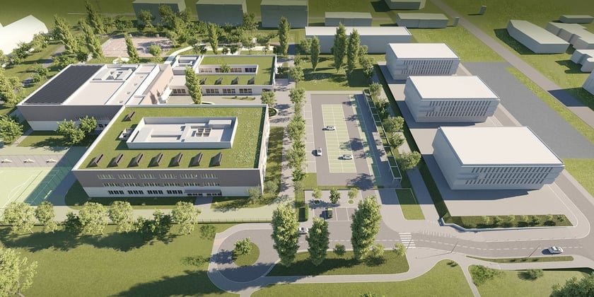 Wizualizacja zespołu szkolno-przedszkolnego przy Zwycięskiej