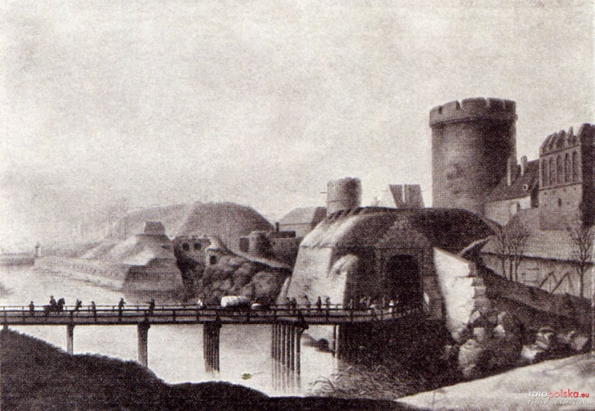 Rok 1807, Brama Oławska (po prawej) i Bastion Sakwowy (w tle)