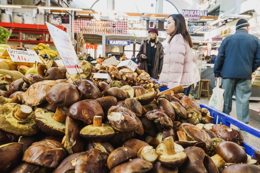 Stoiska z grzybami w Hali Targowej we Wrocławiu