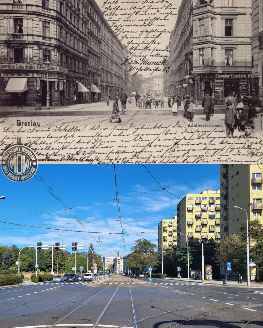 Współczesne i przedwojenne zdjęcia Wrocławia, ul. Wyszyńskiego