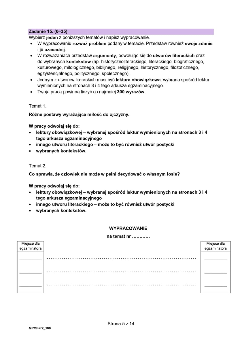 Arkusz nr 2: matura próbna z języka polskiego 2025 - poziom podstawowy, 9 grudnia 2024