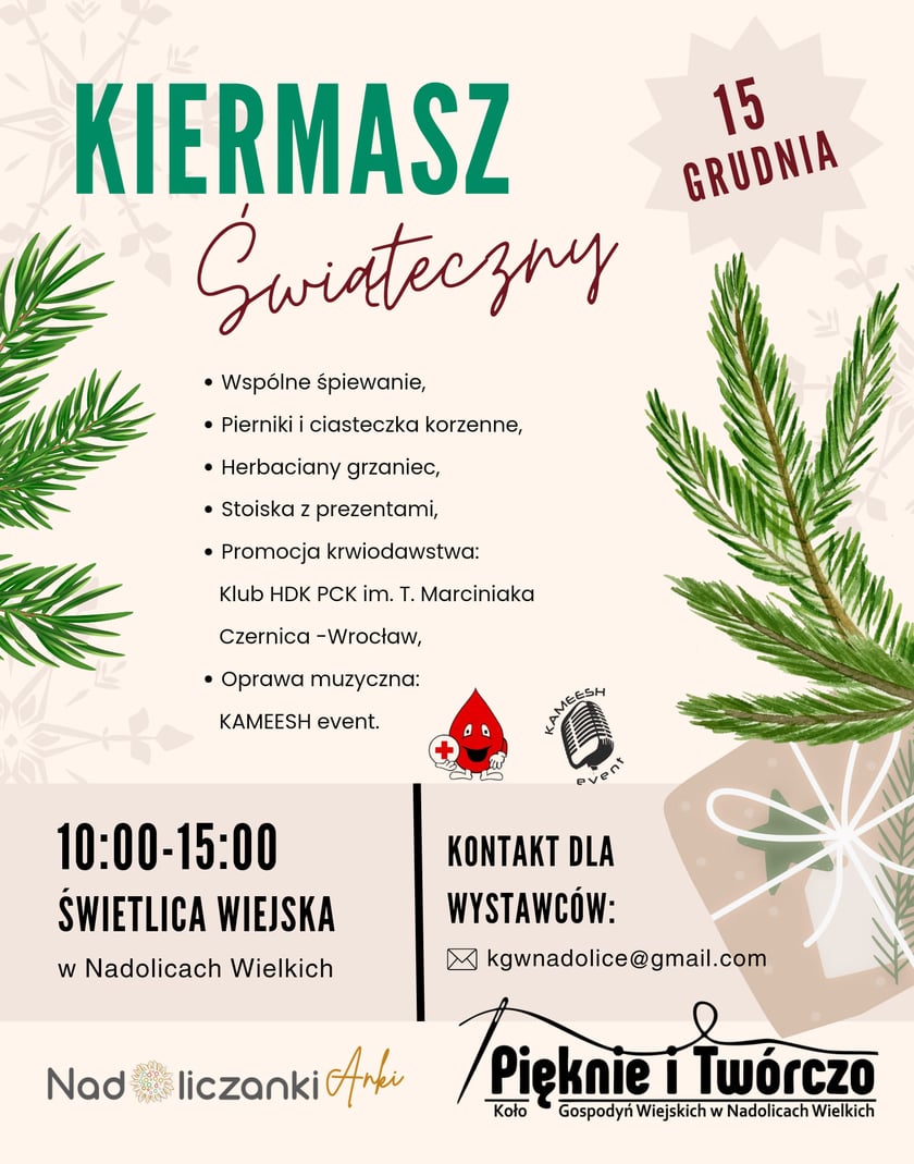 Program jarmarku w Nadolicach, 15 grudnia, godz. 10-15