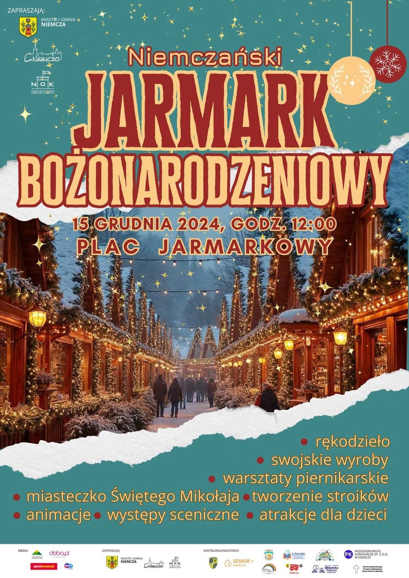Program jarmarku w Niemczy, 15 grudnia, od godz. 12