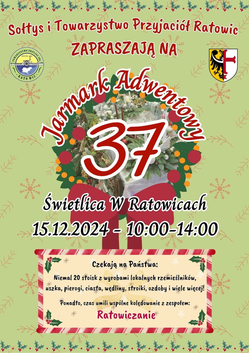 Program jarmarku w Ratowicach, 15 grudnia, godz. 10-14