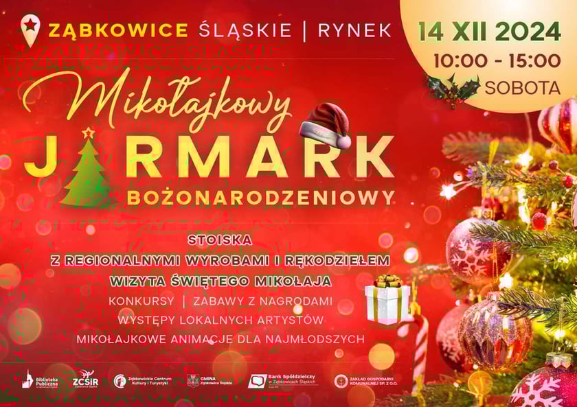 Program jarmarku w Ząbkowicach Śląskich, 14 grudnia, godz. 10-15