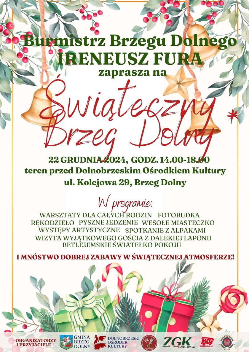 Program spotkania wigilijnego w Brzego Dolnym, 22 grudnia