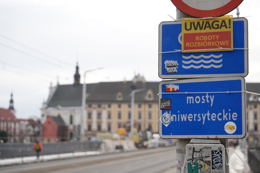 Remont mostów Uniwersyteckich (14 stycznia 2025)