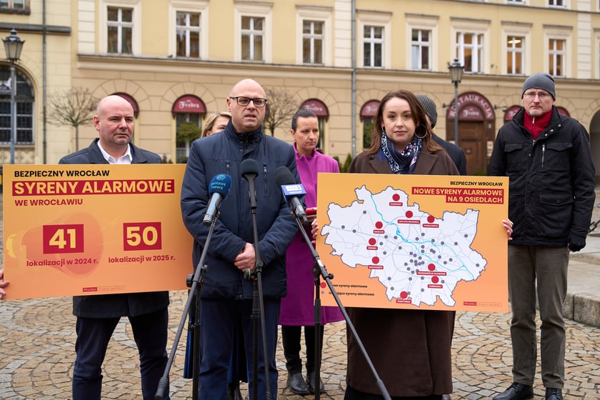 Nowe syreny alarmowe we Wrocławiu - konferencja prasowa 31.01.2025 r.