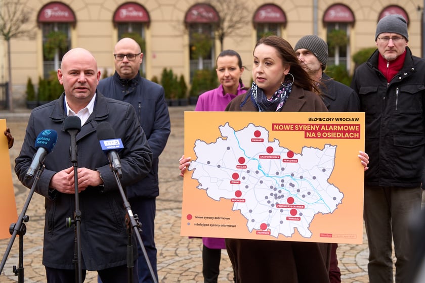 Nowe syreny alarmowe we Wrocławiu - konferencja prasowa 31.01.2025 r.