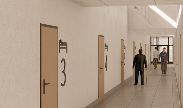 Wizualizacja ośrodka dla osób w kryzysie bezdomności przy ul. Popielskiego 8