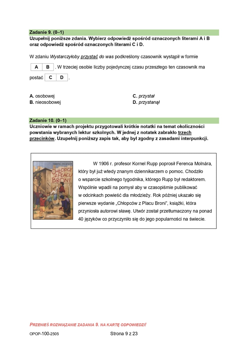 Egzamin ósmoklasisty 2025 - język polski