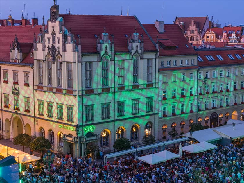 Iluminacje w Rynku na zdjęciach z drona