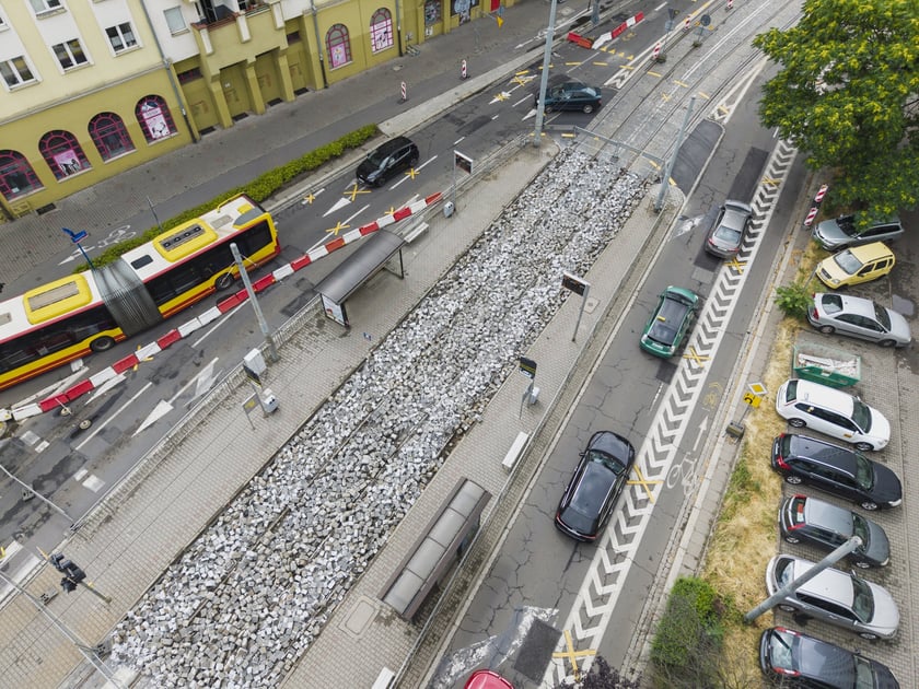 Wymiana rozjazdów tramwajowych na skrzyżowaniu Dubois z Pomorską (Nadodrze), 7 lipca 2025