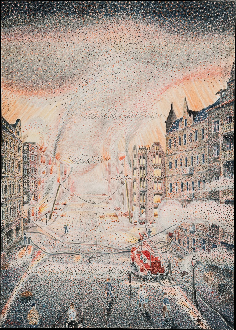 Pożar na ul. Sienkiewicza przy skrzyżowaniu z ul. Reja, 1948